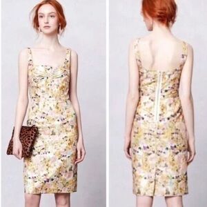 Leifsdottir Anthropologie Aurelian Brocade Floral Shimmer Sheath Dress Sz 6 NWT